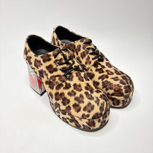 FUNTASMA Pimp-02 Leopard Print Goldfish Heel Lace Up Oxford Mens Size 8